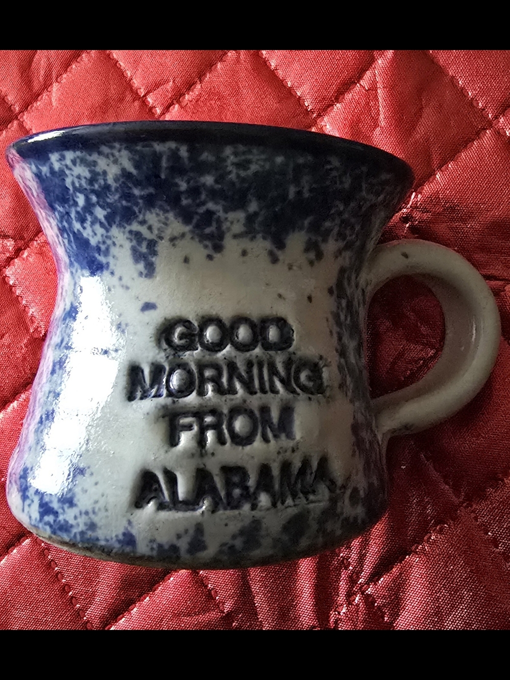 Good Morning From Alabama Blue Speckled Ceramic Mug.